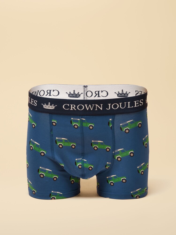 Joules Crown Joules Blue/Green Pack of Five Cotton Jersey Boxer Shorts - Image 5 of 5