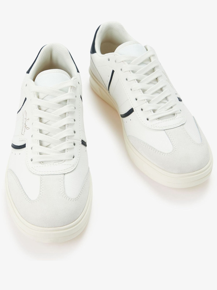 Fred Perry B4 Embossed Leather Suede White Trainers - Image 2 of 4