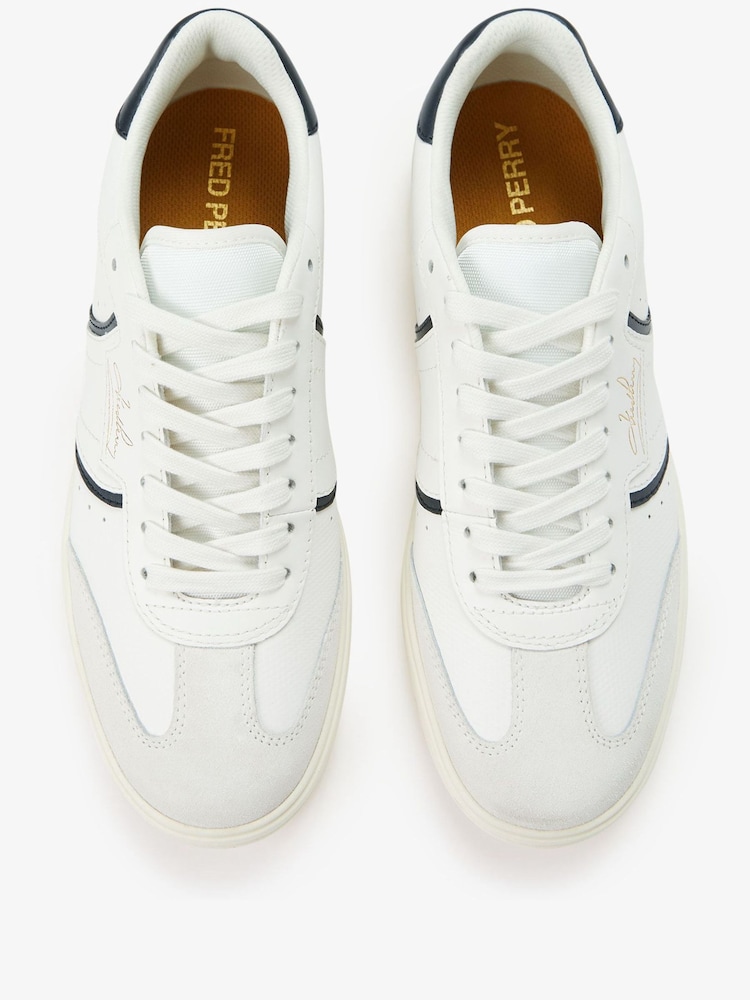 Fred Perry B4 Embossed Leather Suede White Trainers - Image 4 of 4