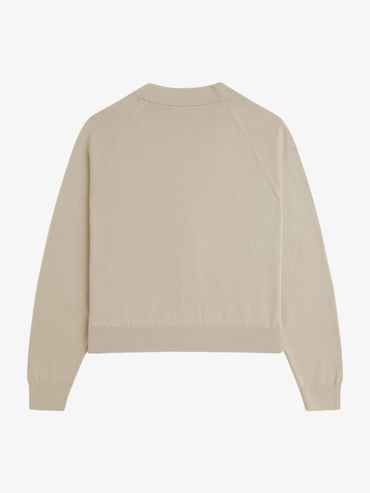 Fred Perry Natural Natural V-Neck Cardigan - Image 5 of 5
