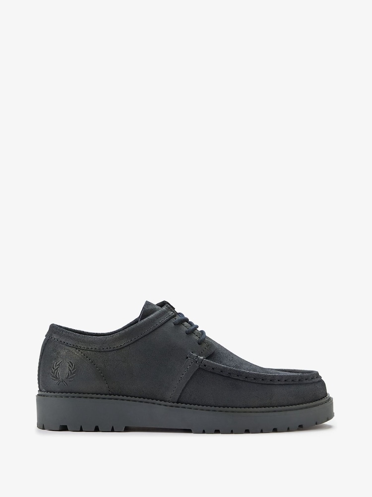 Fred Perry Grey Low Kenney Waxed Suede Shoes - Image 1 of 1 Fred Perry Grey Low Kenney Waxed Suede Shoes - Image 1 of 1