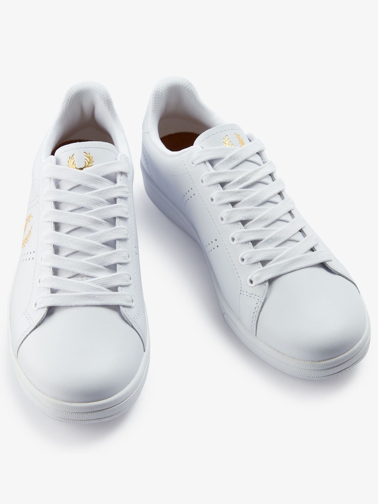 Fred Perry B721 Leather White Trainers - Image 2 of 4