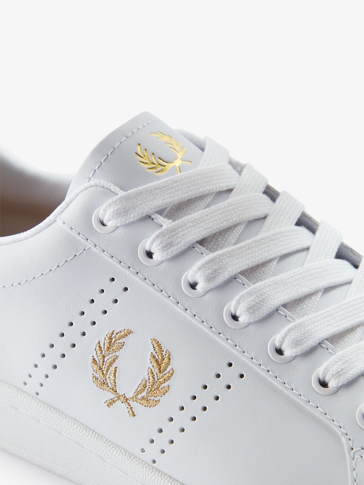 Fred Perry B721 Leather White Trainers - Image 6 of 6 Fred Perry B721 Leather White Trainers - Image 6 of 6