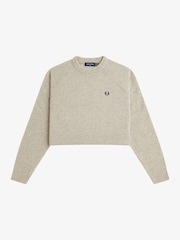 Fred Perry Natural Natural Cropped Textured Jumper - Image 1 of 1