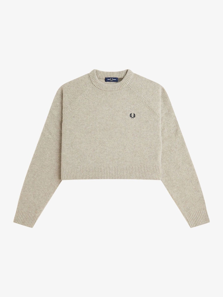Fred Perry Natural Natural Cropped Textured Jumper - Image 1 of 1