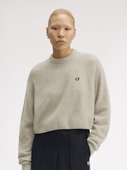 Fred Perry Natural Natural Cropped Textured Jumper - Image 2 of 5