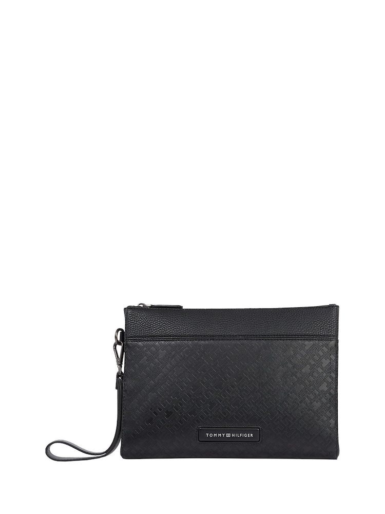 Tommy Hilfiger Black Monogram Pouch Bag - Image 1 of 5