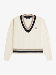 Fred Perry Natural Bold Tipped Cable Knit Jumper - Image 1 of 1
