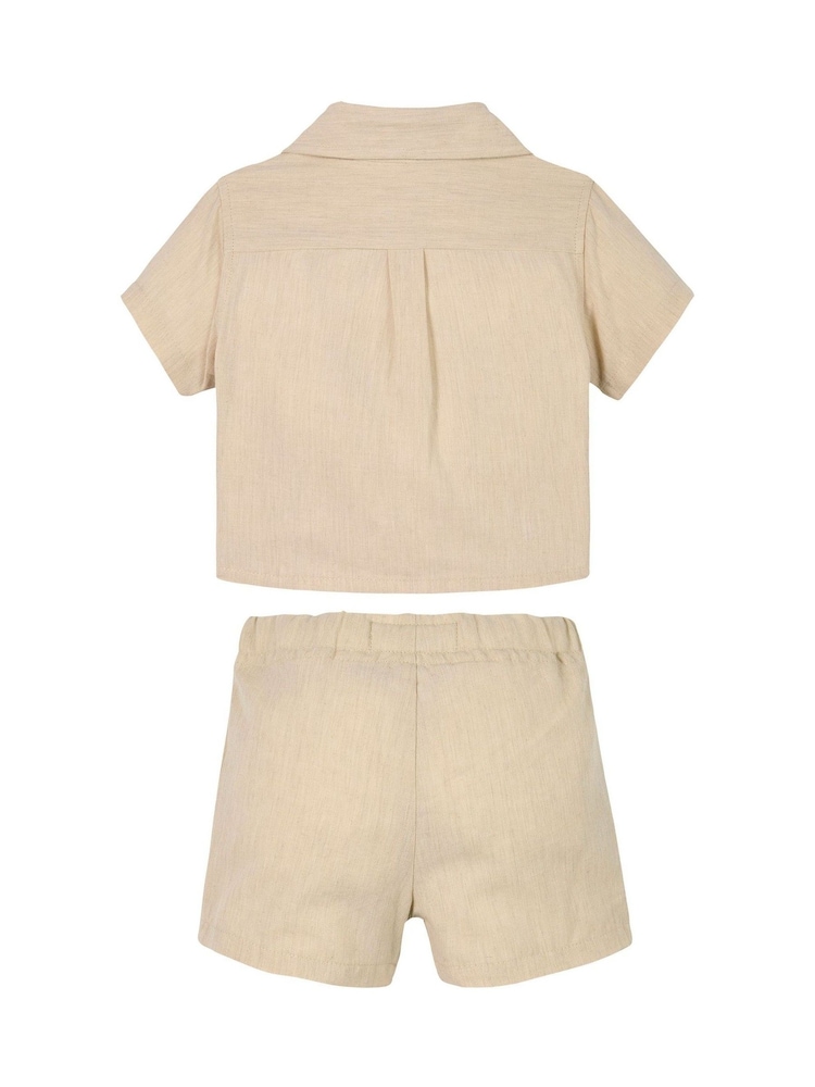 Calvin Klein Grey Soft Linen Shorts Set - Image 2 of 2