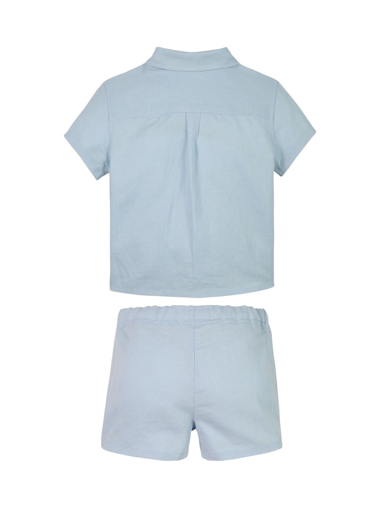 Calvin Klein Blue Soft Linen Shorts Set - Image 2 of 2