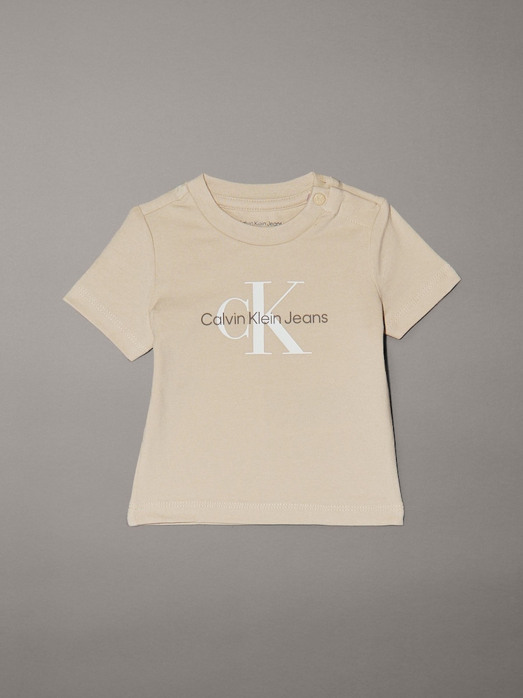 Calvin Klein Cream Newborn Short Sleeve T-Shirt - Image 1 of 2