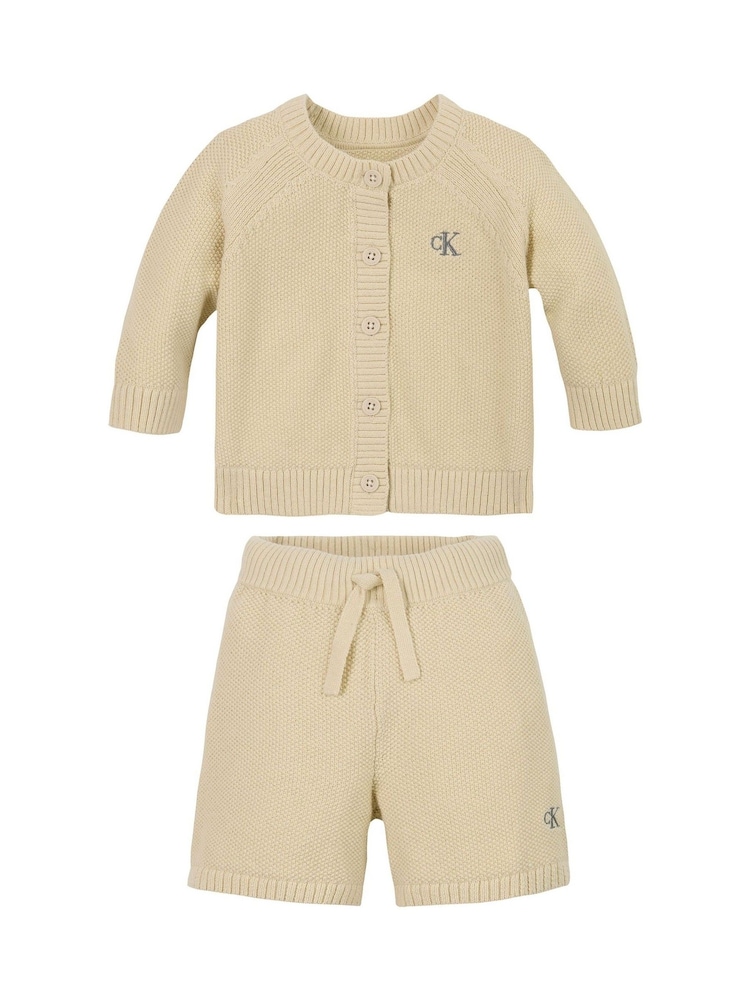 Calvin Klein Cream Baby Gift Pack Cardigan & Shorts Set - Image 1 of 2