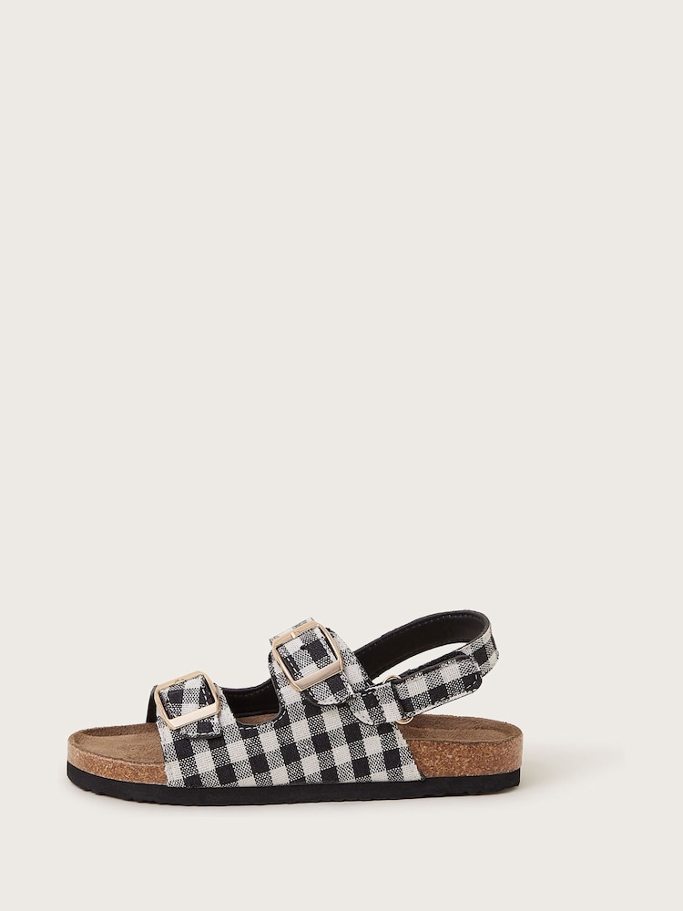Monsoon Black Gillian Gingham Buckle Sandals - Image 2 of 3