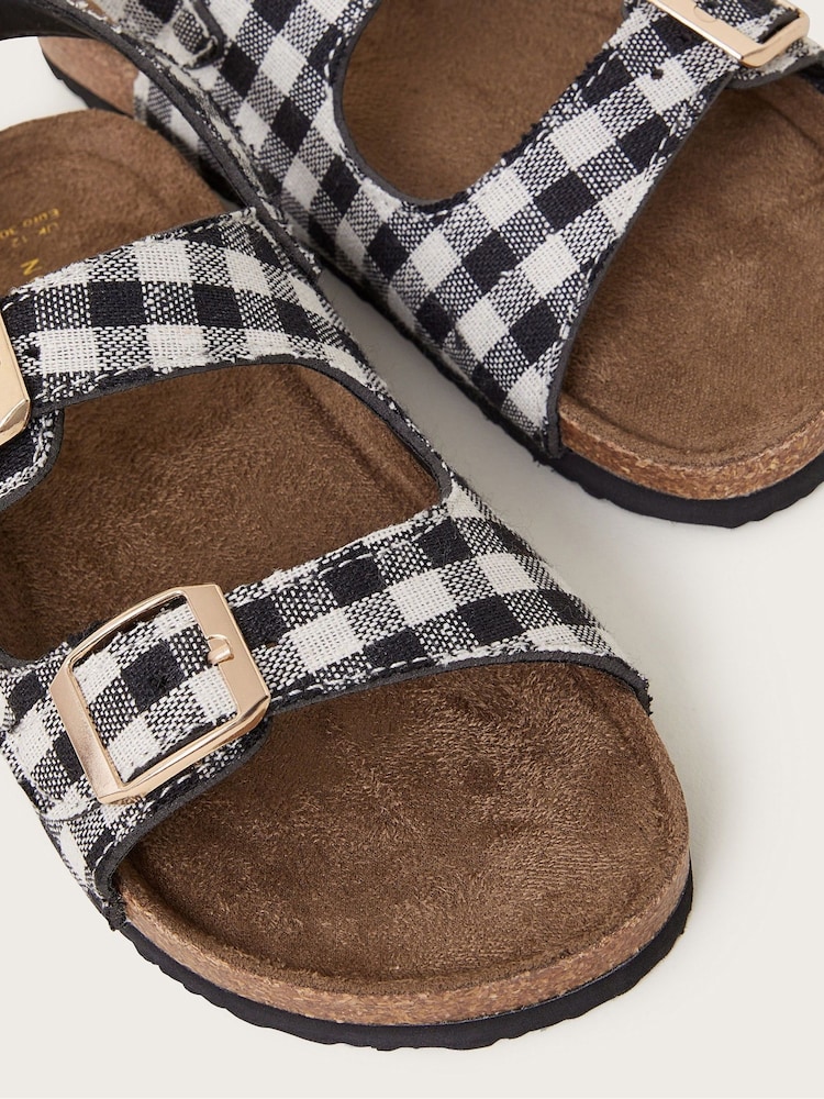 Monsoon Black Gillian Gingham Buckle Sandals - Image 3 of 3 Monsoon Black Gillian Gingham Buckle Sandals - Image 3 of 3