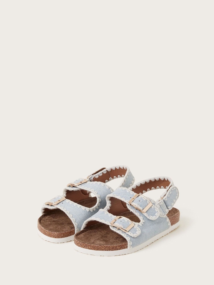 Monsoon Blue Denim Whipstitch Buckle Sandals - Image 1 of 3