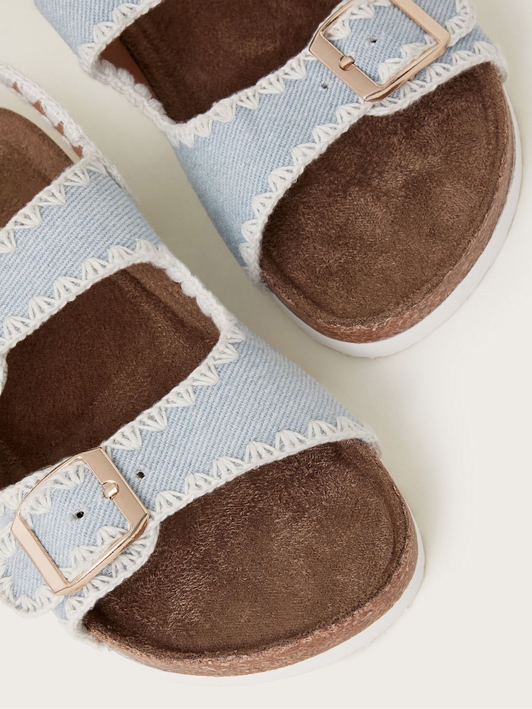 Monsoon Blue Denim Whipstitch Buckle Sandals - Image 3 of 3