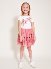 Monsoon Pink Heart Embroidered Disco Dress - Image 1 of 4