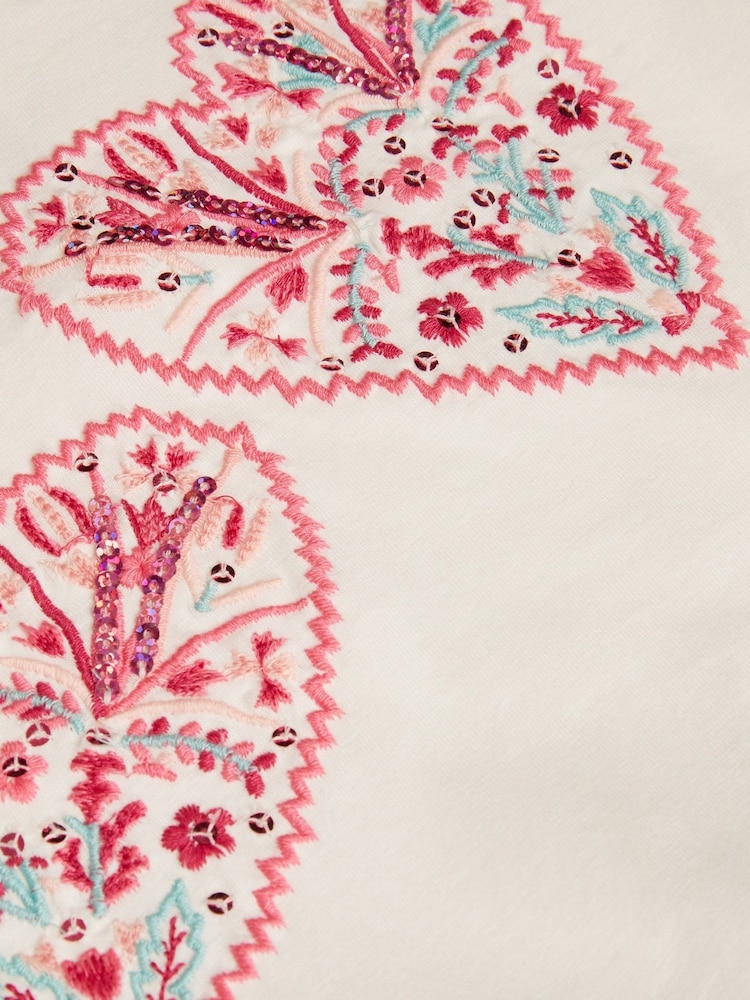 Monsoon Pink Heart Embroidered Disco Dress - Image 4 of 4