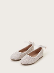 Monsoon Daisy Embroidered Mesh Ballet Flats - Imagen 1 de 3