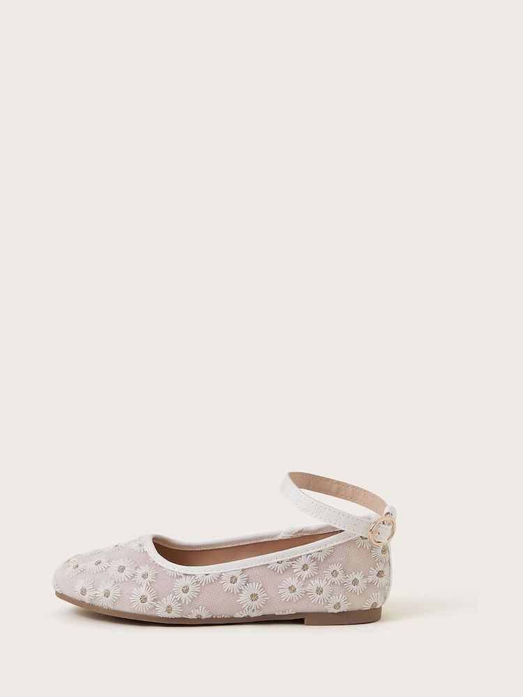 Monsoon Daisy Embroidered Mesh Ballet Flats - Imagen 2 de 3