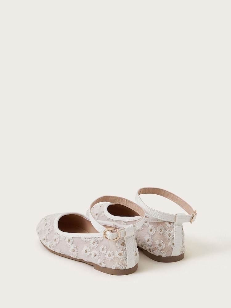 Monsoon Daisy Embroidered Mesh Ballet Flats - Imagen 3 de 3