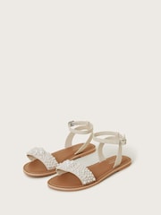 Monsoon Natural Pearl Bead Strappy Sandals - Image 1 of 3