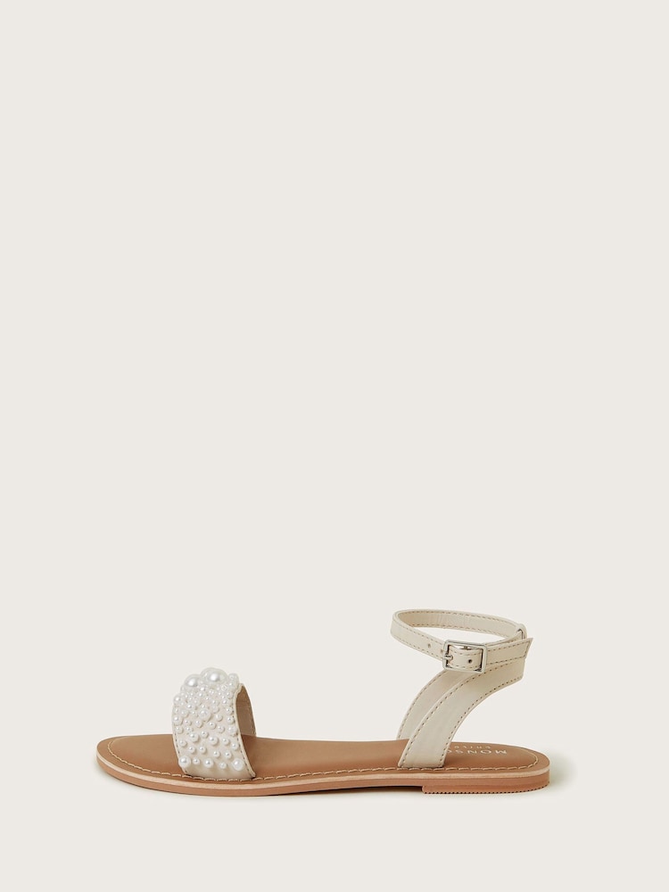 Monsoon Natural Pearl Bead Strappy Sandals - Image 2 of 3