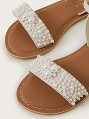 Monsoon Natural Pearl Bead Strappy Sandals - Image 3 of 3