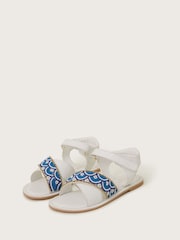 Monsoon White Beaded Strappy Sandals - Image 1 of 2
