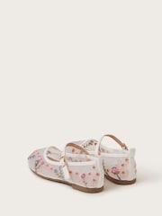 Monsoon Natural Floral Embroidered Mesh Ballet Flats - Image 3 of 3