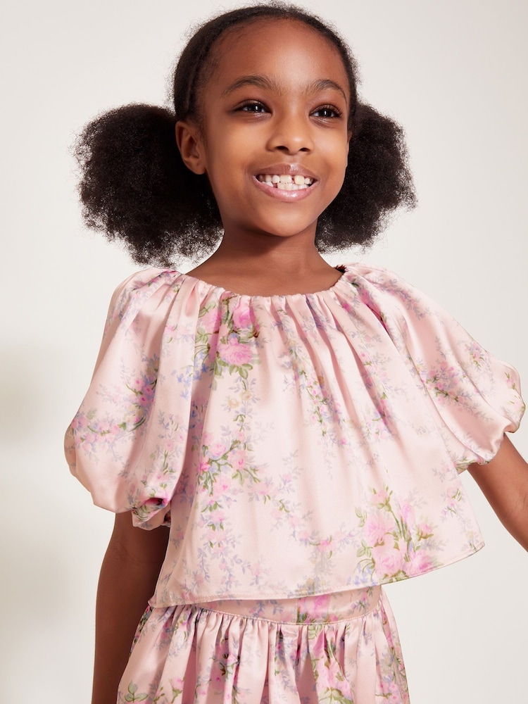 Monsoon Esme Rose Satin Puff Top - Imagen 1 de 4