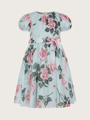 Monsoon Green Rosaline Flower Print Organza Dress - Image 2 of 4