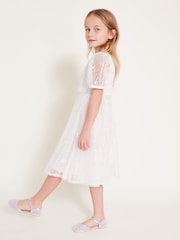 Monsoon Natural Lace Embellished Belt Dress - Image 1 of 4