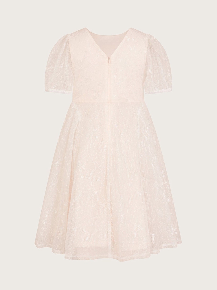 Monsoon Natural Lace Embellished Belt Dress - Image 3 of 4