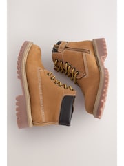 Tan Brown Standard Fit (F) Leather Lace Up Work Boots - Image 1 of 8
