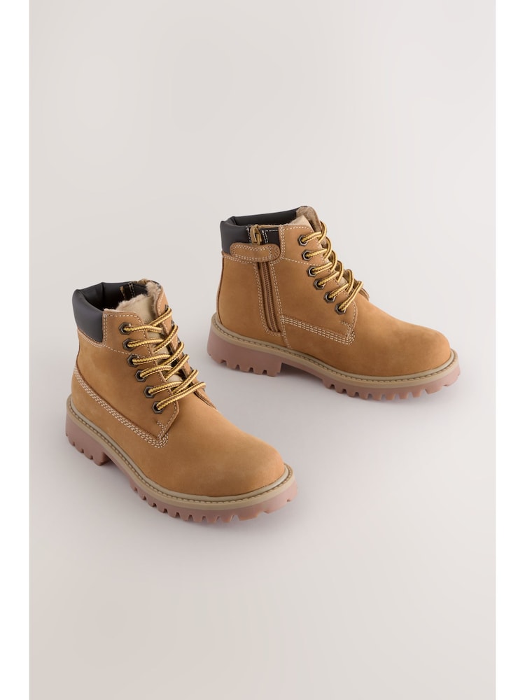 Tan Brown Standard Fit (F) Leather Lace Up Work Boots - Image 2 of 8