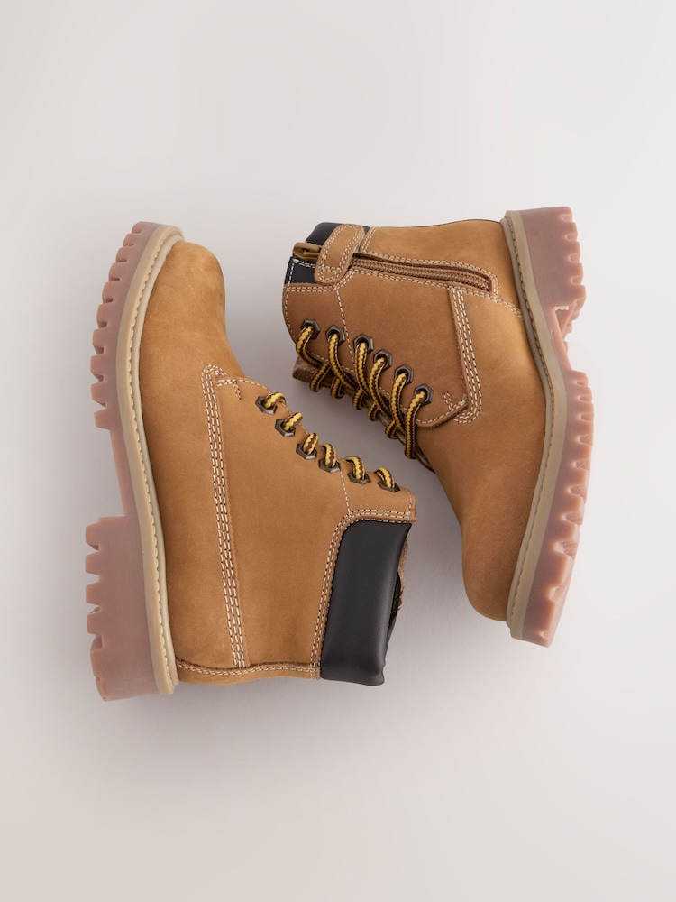 Tan Brown Standard Fit (F) Leather Lace Up Work Boots - Image 8 of 8