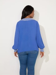 Live Unlimited Blue Curve Shirred Detail Blouse - Image 3 of 3