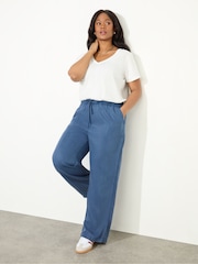 Live Unlimited Blue Drawstring Wide Leg Trousers - Image 1 of 4