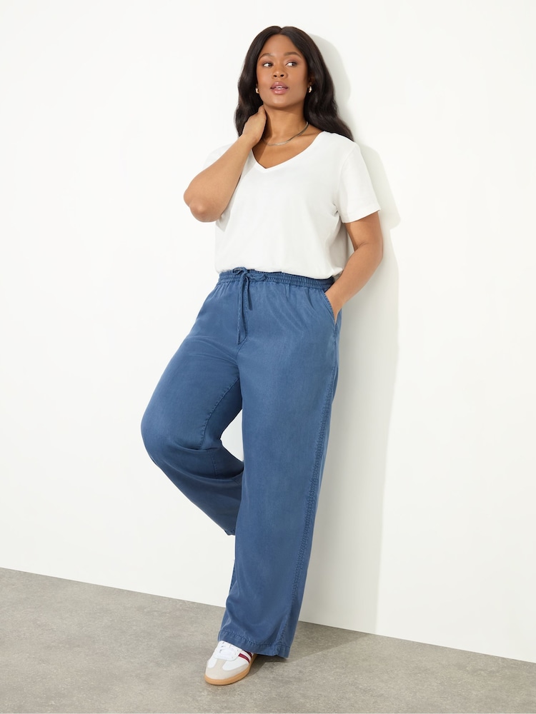Live Unlimited Blue Drawstring Wide Leg Trousers - Image 1 of 4