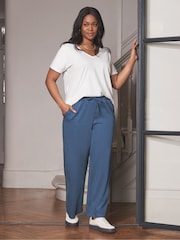 Live Unlimited Blue Drawstring Wide Leg Trousers - Image 3 of 4