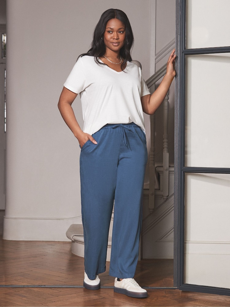 Live Unlimited Blue Drawstring Wide Leg Trousers - Image 3 of 4