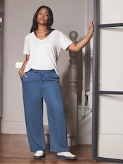 Live Unlimited Blue Drawstring Wide Leg Trousers - Image 4 of 4