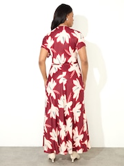 Live Unlimited Red Petite Curve Floral V-Neck Maxi Dress - Image 4 of 4