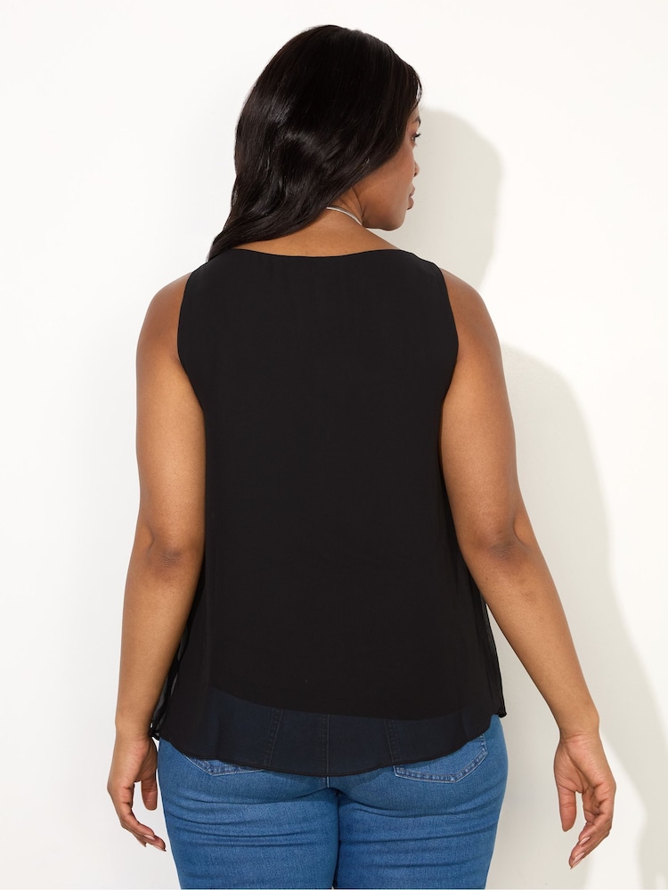 Live Unlimited Black Curve Chiffon V-Neck Swing Vest - Image 4 of 4