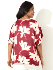 Live Unlimited Red Curve Petite Pleat Front Flutter Sleeve Blouse - Image 4 of 5