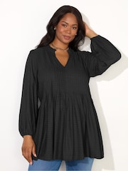 Live Unlimited Black Curve Pintuck Tunic - Image 1 of 3