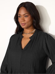 Live Unlimited Black Curve Pintuck Tunic - Image 2 of 3