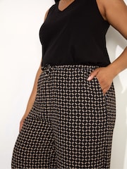 Live Unlimited Black Curve Geo Print Drawstring Trousers - Image 3 of 4