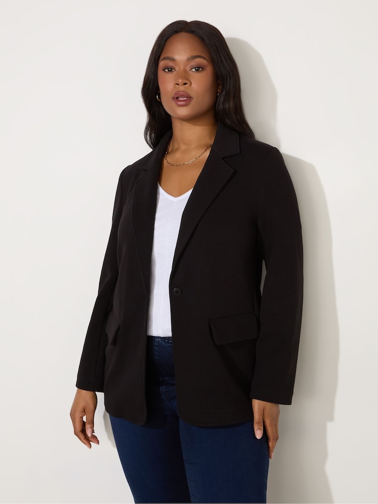 Live Unlimited Black Curve Black Ponte Relaxed Blazer - Image 4 of 7